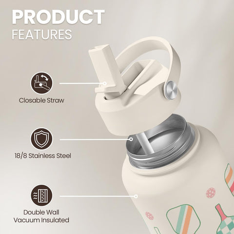 SANDJEST stainless steel water bottle shows durability and style