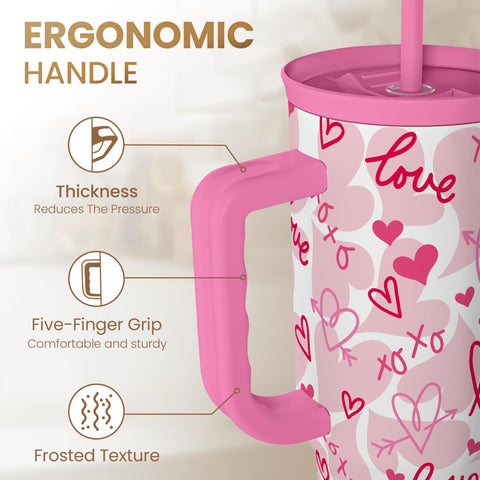 Sandjest straw lid on the 40oz tumbler for easy sipping