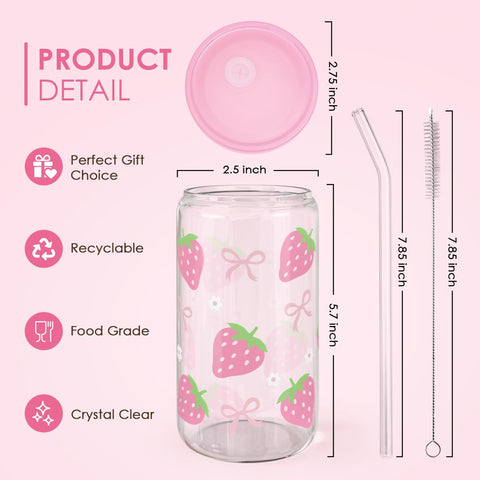 SANDJEST 16oz glass tumbler for smoothies with detachable parts for easy cleaning
