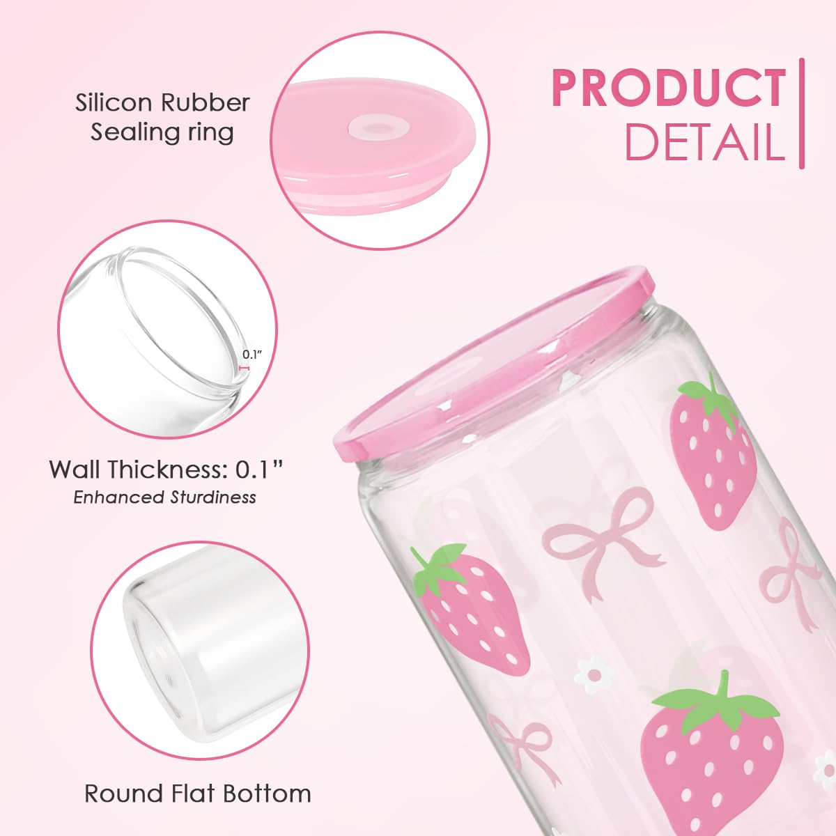 SANDJEST glass tumbler with acrylic lid highlights the clear beverage color