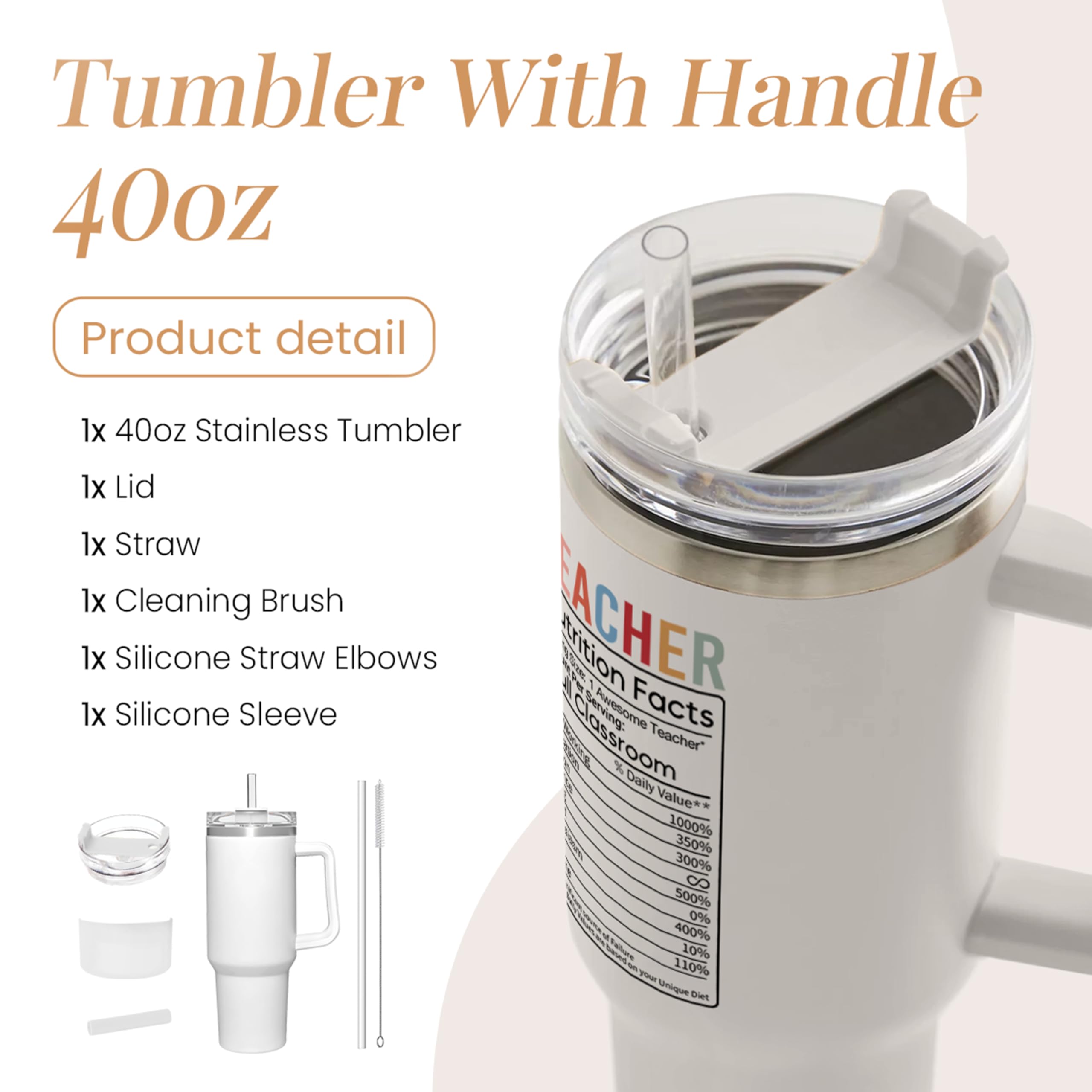SANDJEST teacher appreciation gift 40oz tumbler with stylish design remains practical and useful.
