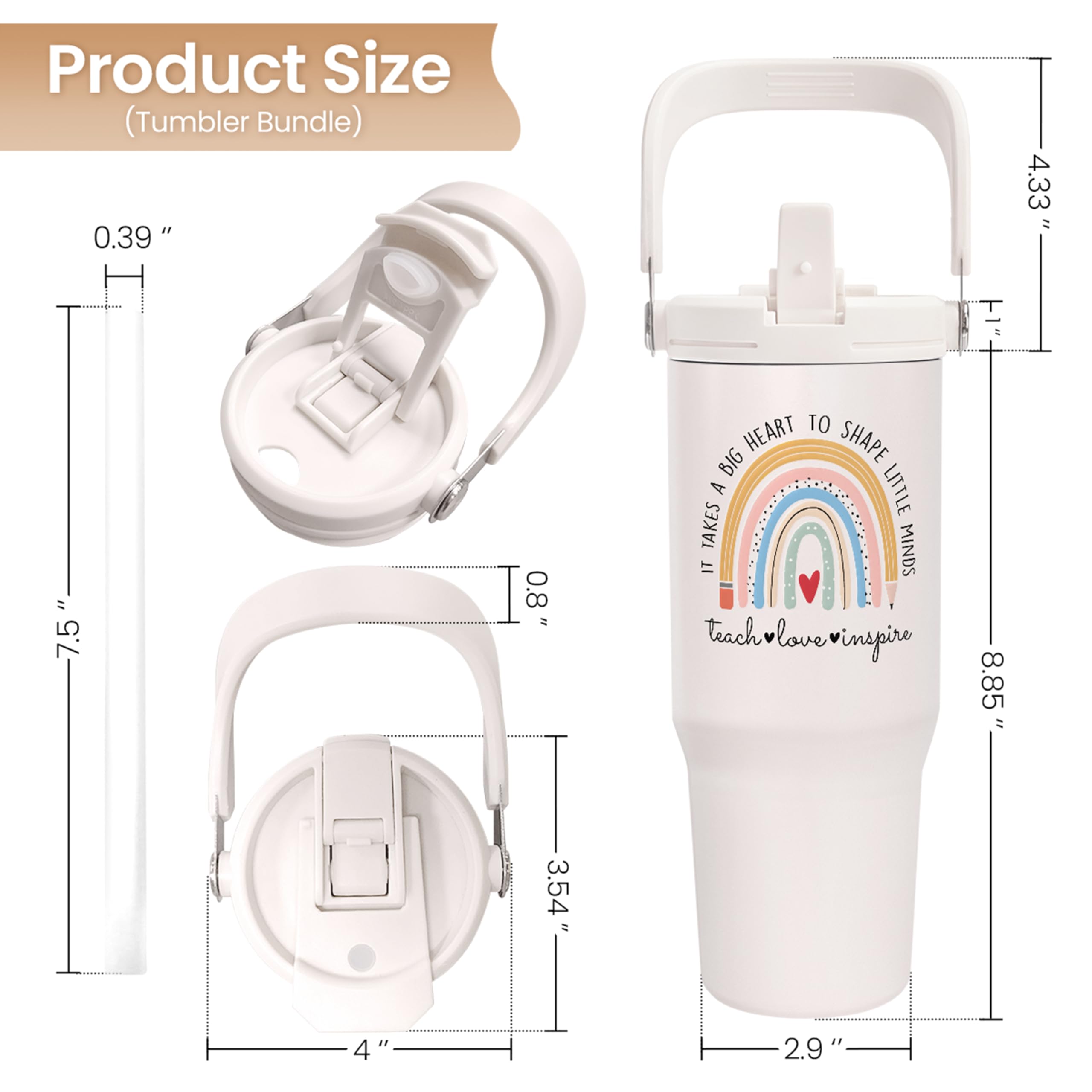 SANDJEST tumbler with flip straw for easy sipping during class.