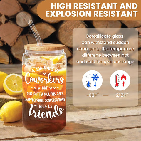 SANDJEST transparent glass cup shows beverage color as you sip