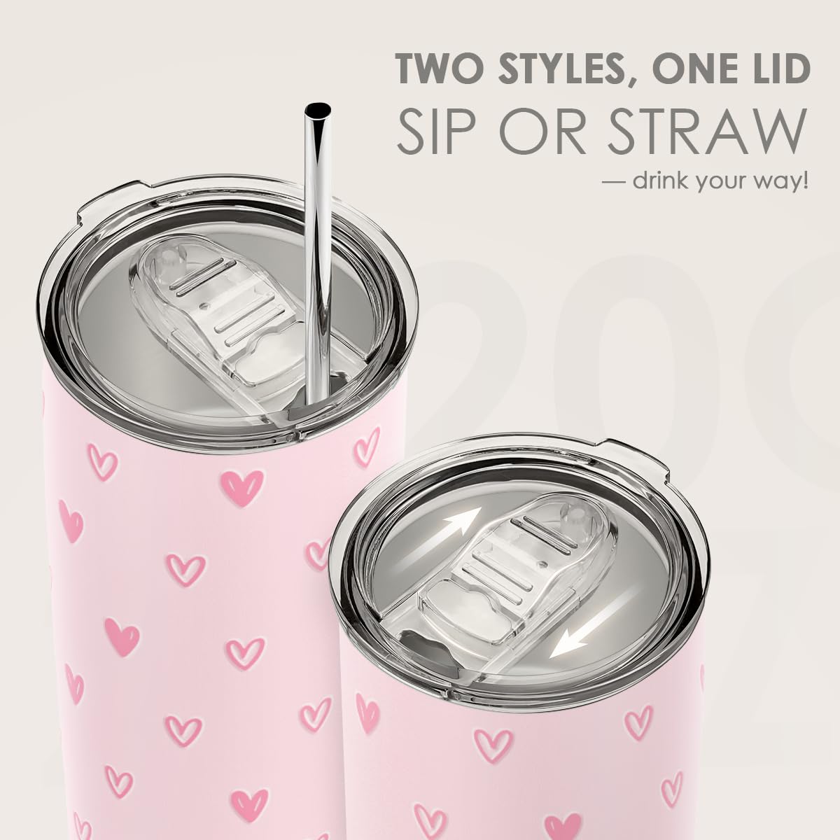 SANDJEST Travel mug shown at desk and on-the-go, fits cup holders