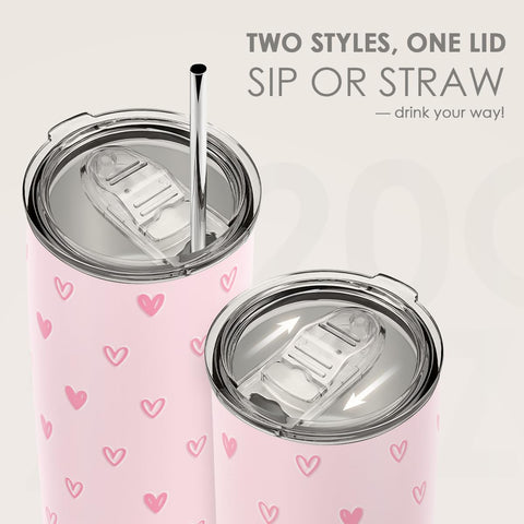 SANDJEST Travel mug shown at desk and on-the-go, fits cup holders
