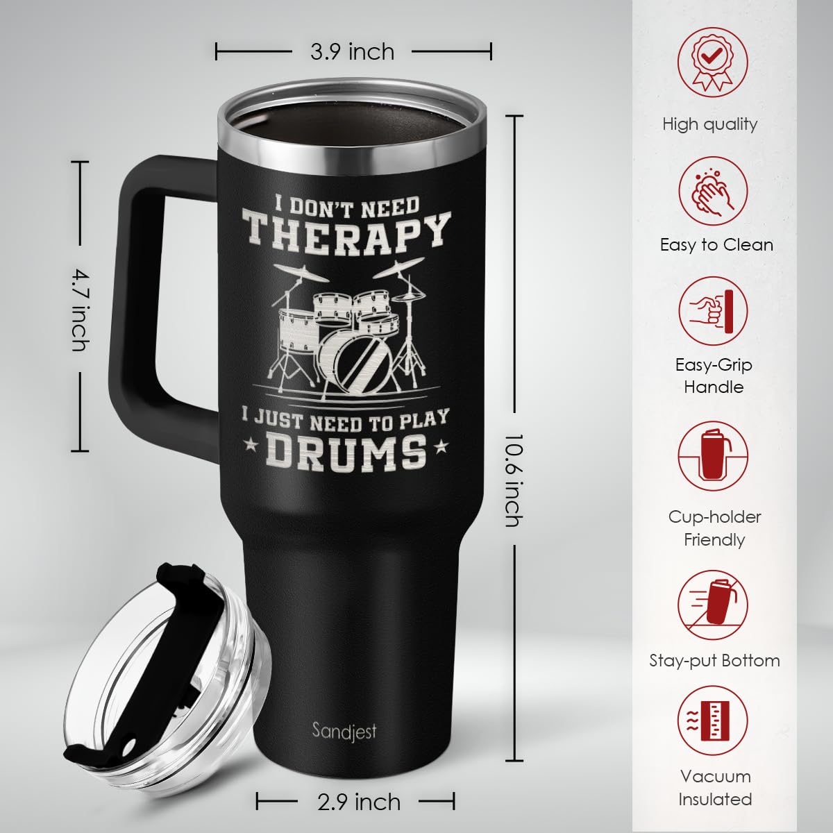 SANDJEST travel mug with straw supports hydration during commutes and workouts