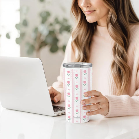 SANDJEST Tulip Tumbler 20oz leakproof lid for travel