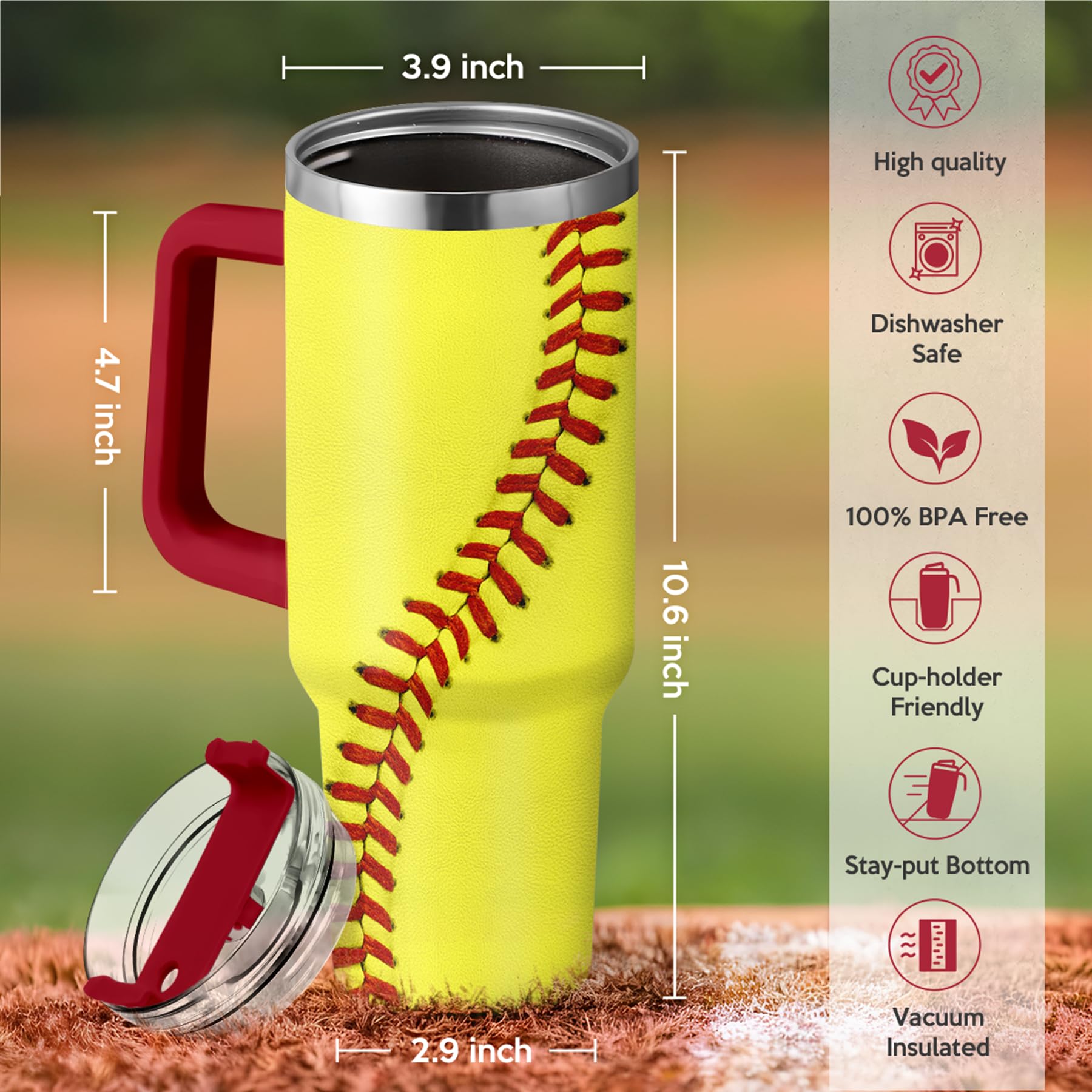 Sandjest tumbler with handle offers easy transport in gym, practice, or travel