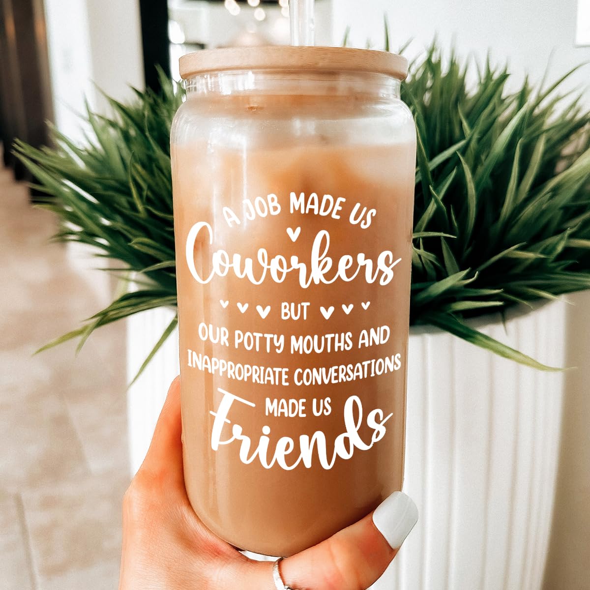 SANDJEST workplace-friendly cup keeps beverages within reach at work