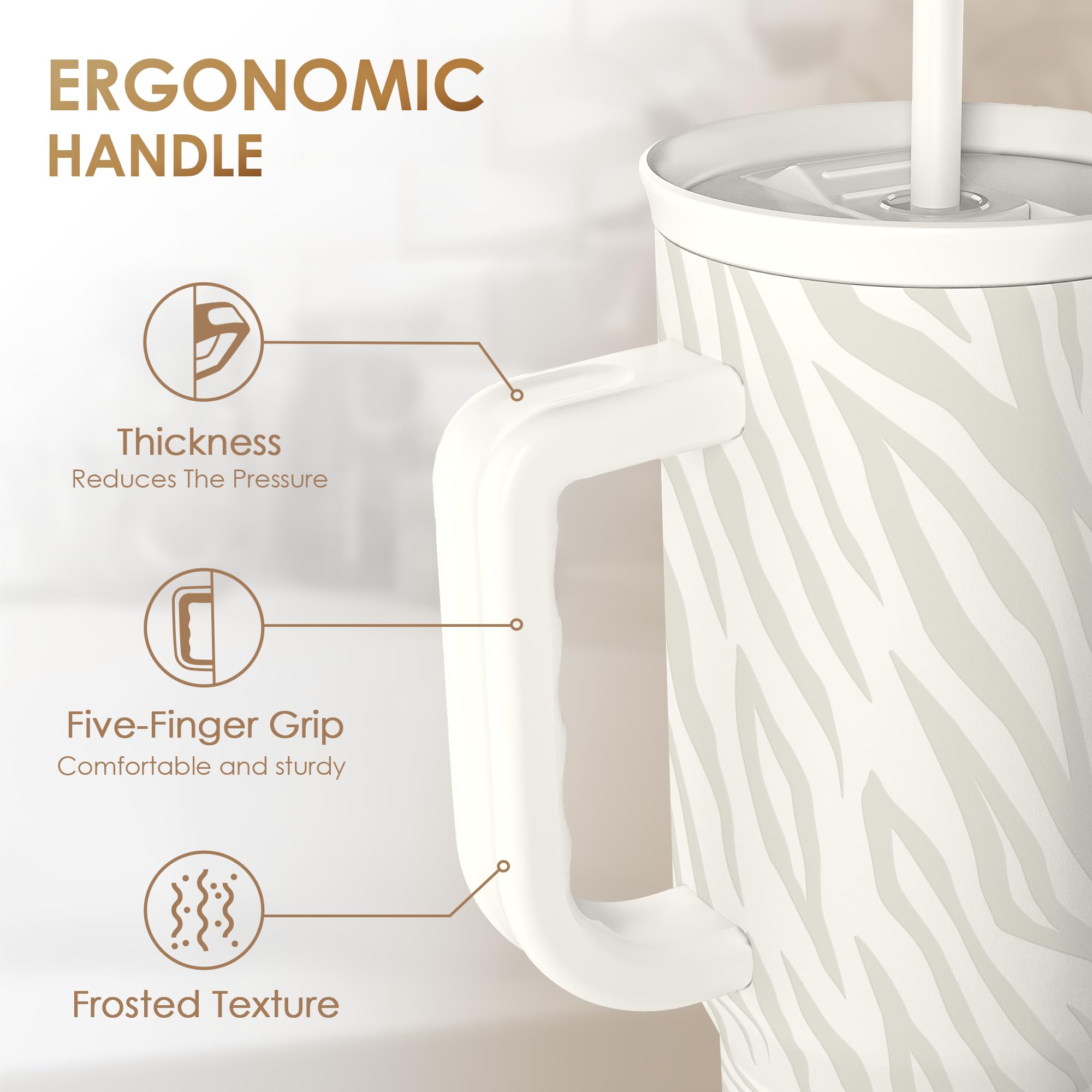 SANDJEST Zebra Skin insulated tumbler maintains flavor and temperature for extended enjoyment.
