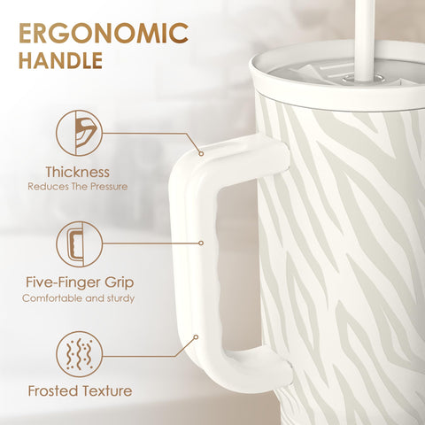 SANDJEST Zebra Skin insulated tumbler maintains flavor and temperature for extended enjoyment.