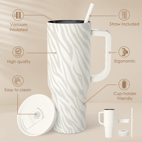 SANDJEST Zebra Skin 40oz tumbler with straw supports easy hydration during workouts.