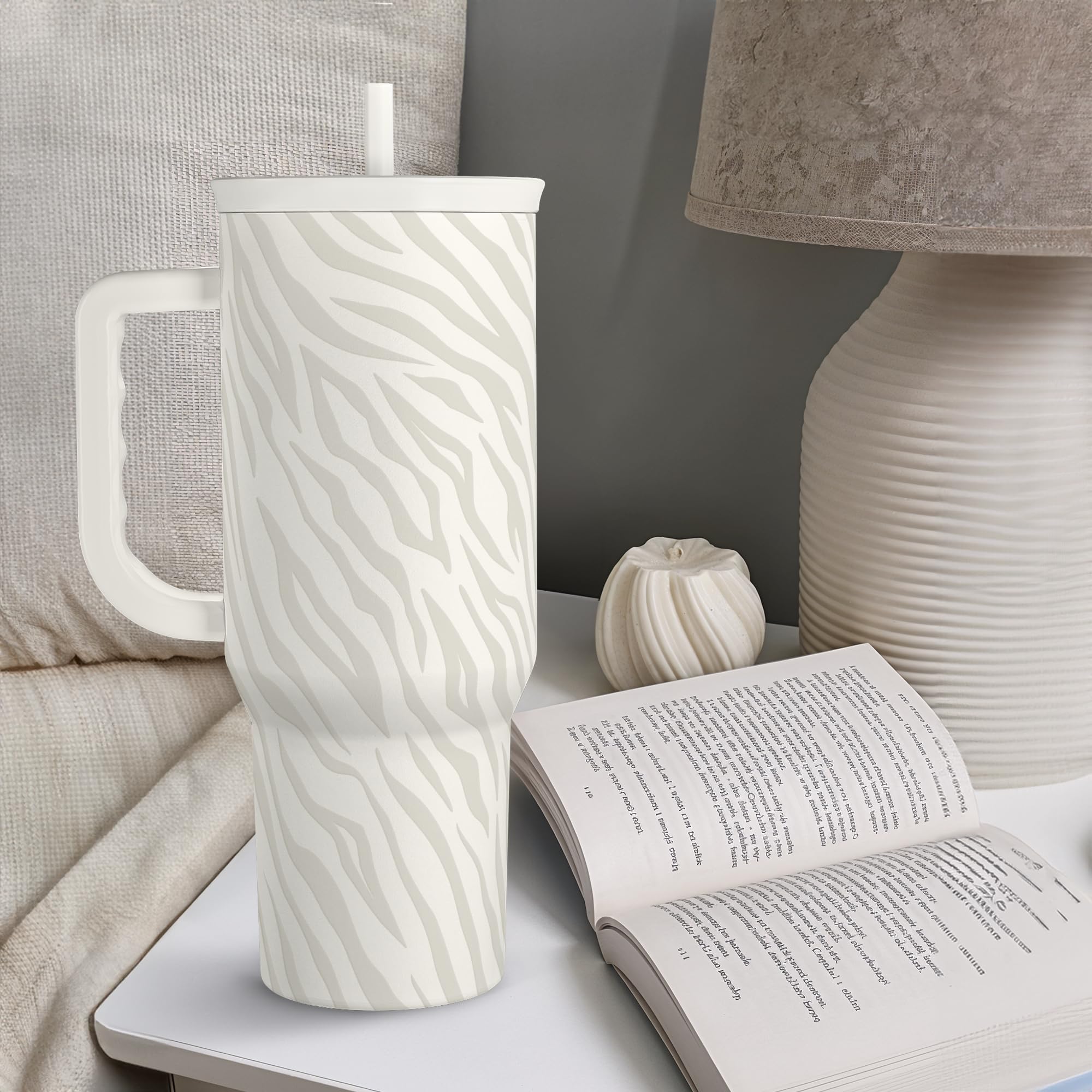 SANDJEST Zebra Skin tumbler travel-friendly design suits trips and commutes.