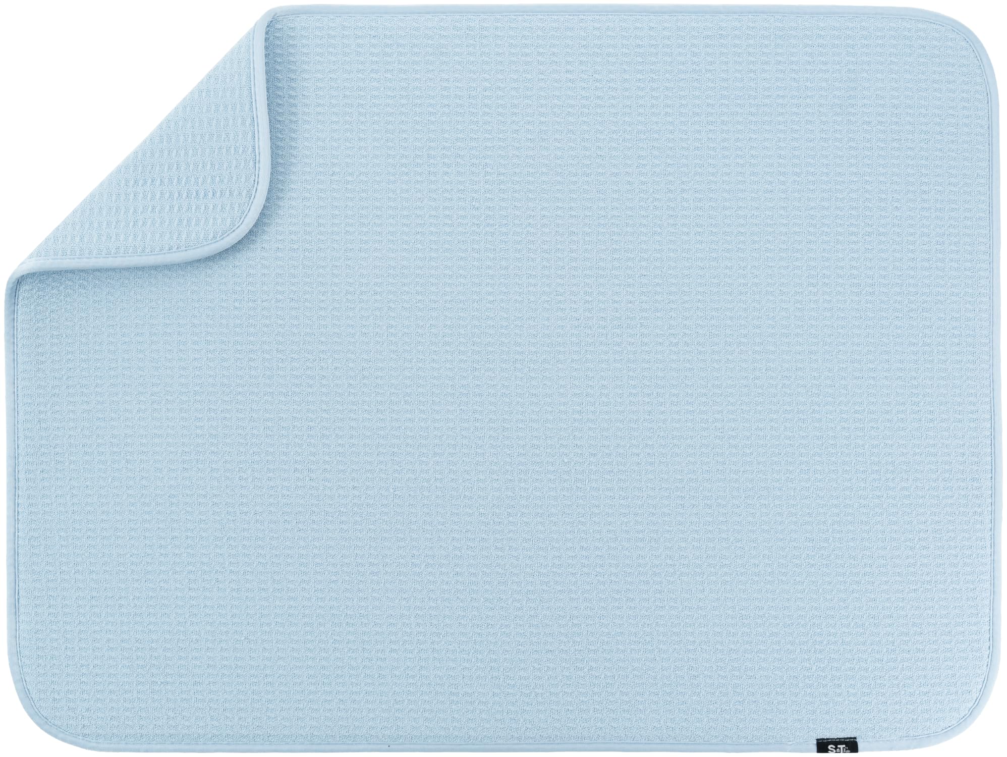 S&T INC. Dish Drying Mat XL on counter absorbs water to keep surfaces dry.