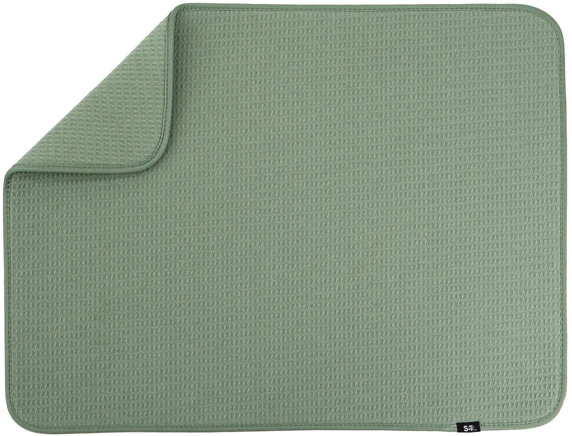 S&T INC. Dish Drying Mat XL on counter with absorbent microfiber in action
