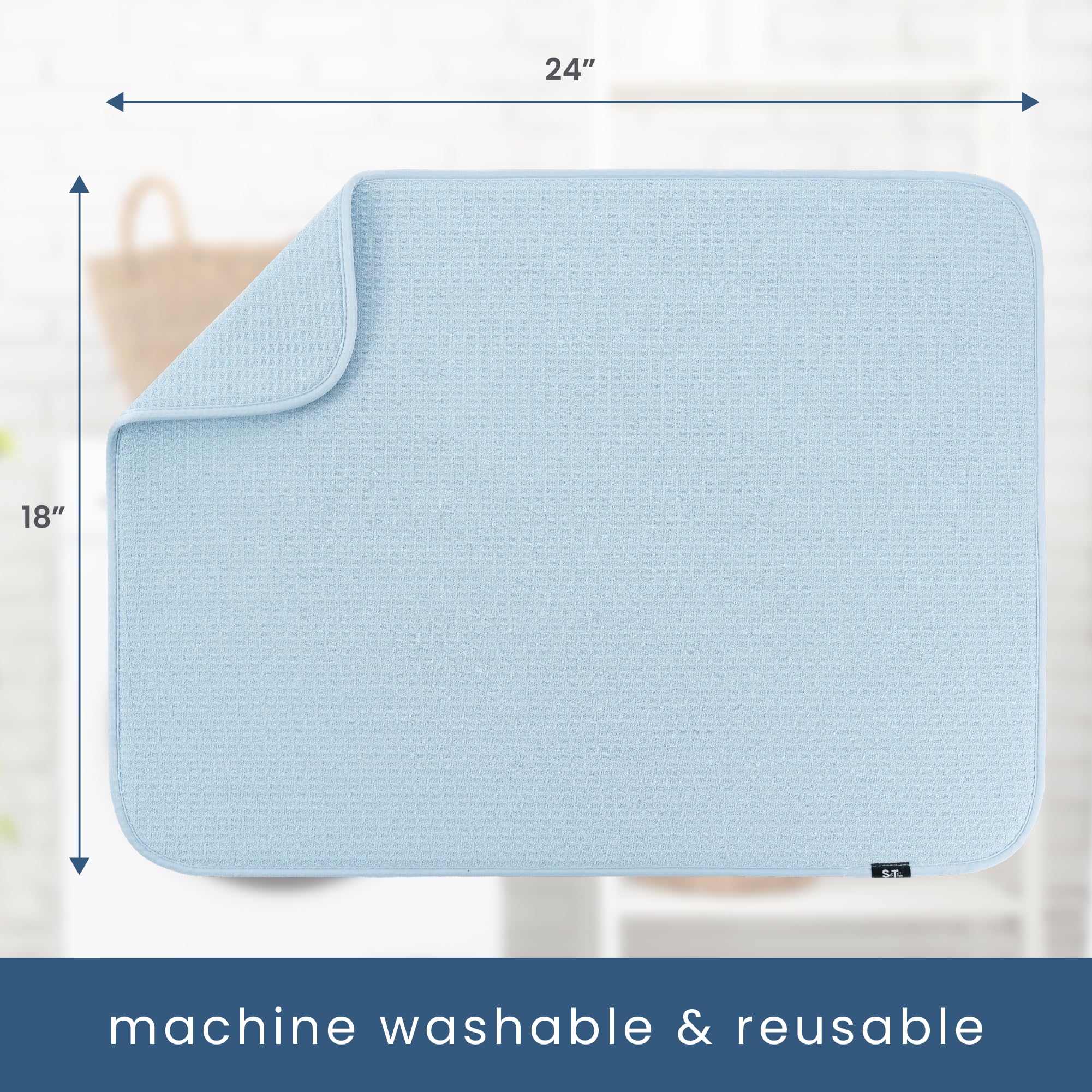 S&T INC. Dish Drying Mat cushions delicate glassware on the counter.