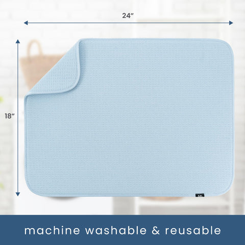 S&T INC. Dish Drying Mat cushions delicate glassware on the counter.