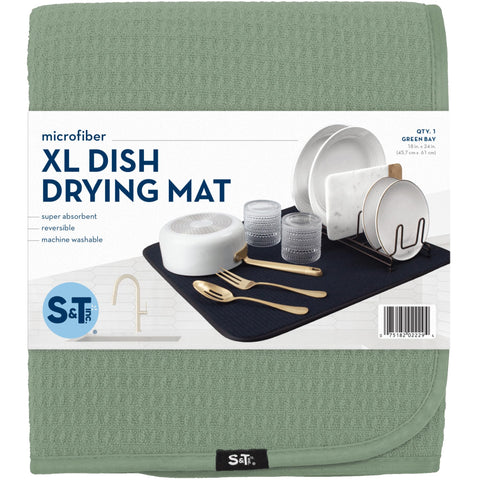 S&T INC. Dish Drying Mat XL measures 18 by 24 inches on counter