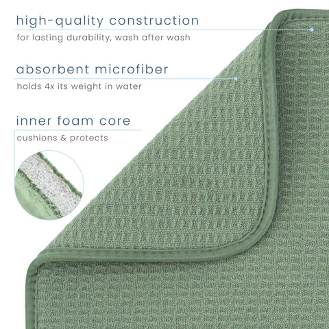 S&T INC. Dish Drying Mat XL under a drying rack catching drips