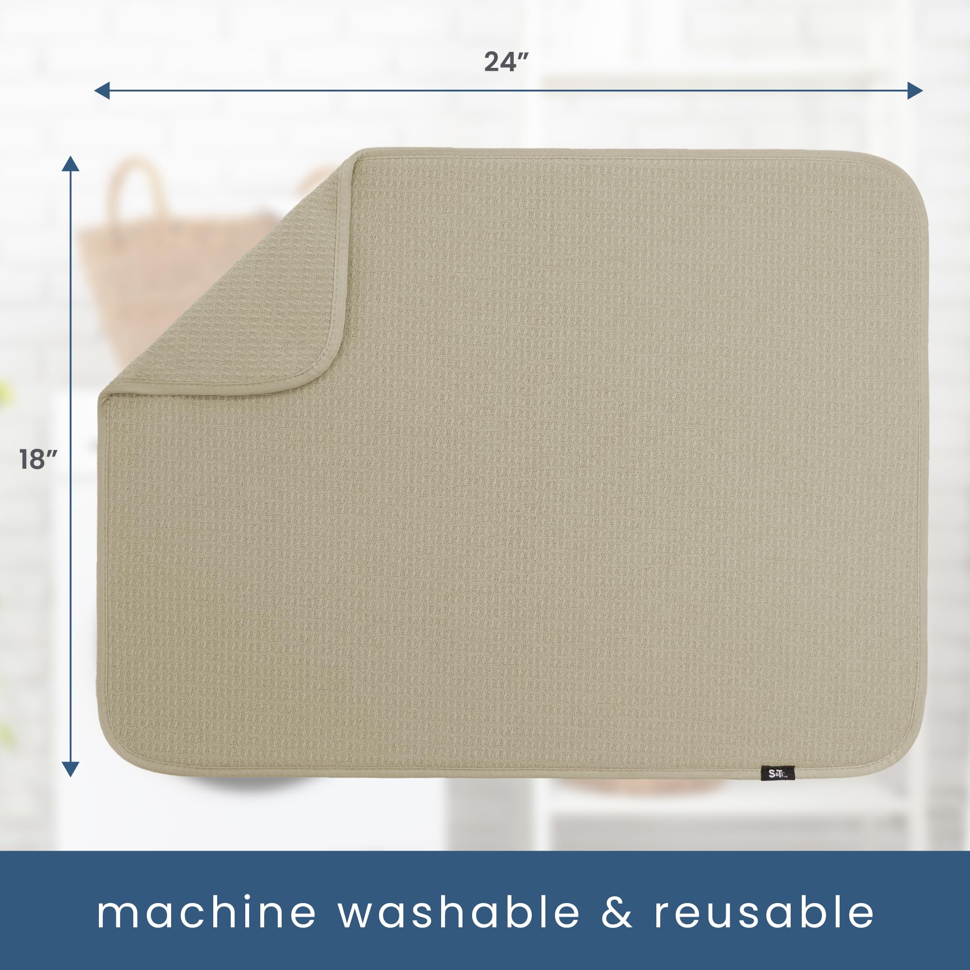 S&T INC. Durable, machine-washable drying mat helps busy kitchens stay tidy