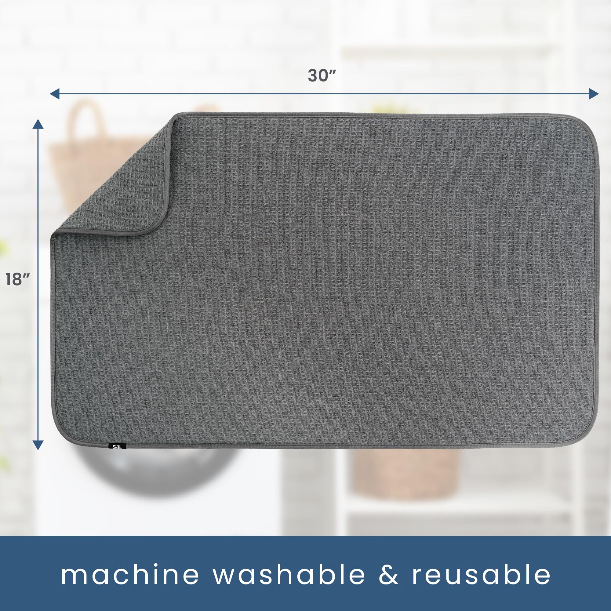 S&T INC. Reversible kitchen counter mat offers flexible drying options