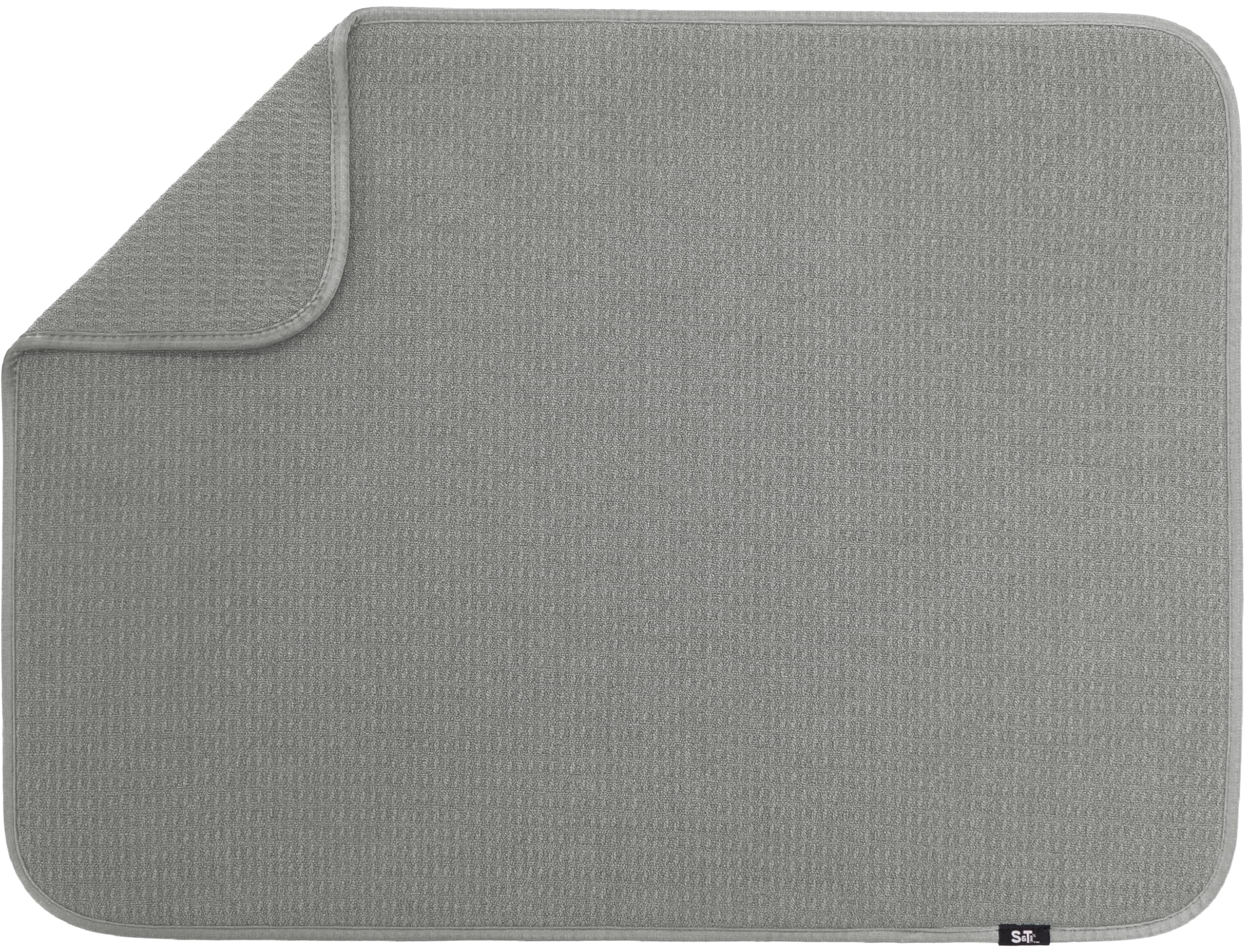 S&T INC. Dish Drying Mat XL on the counter absorbs water to keep surfaces dry.
