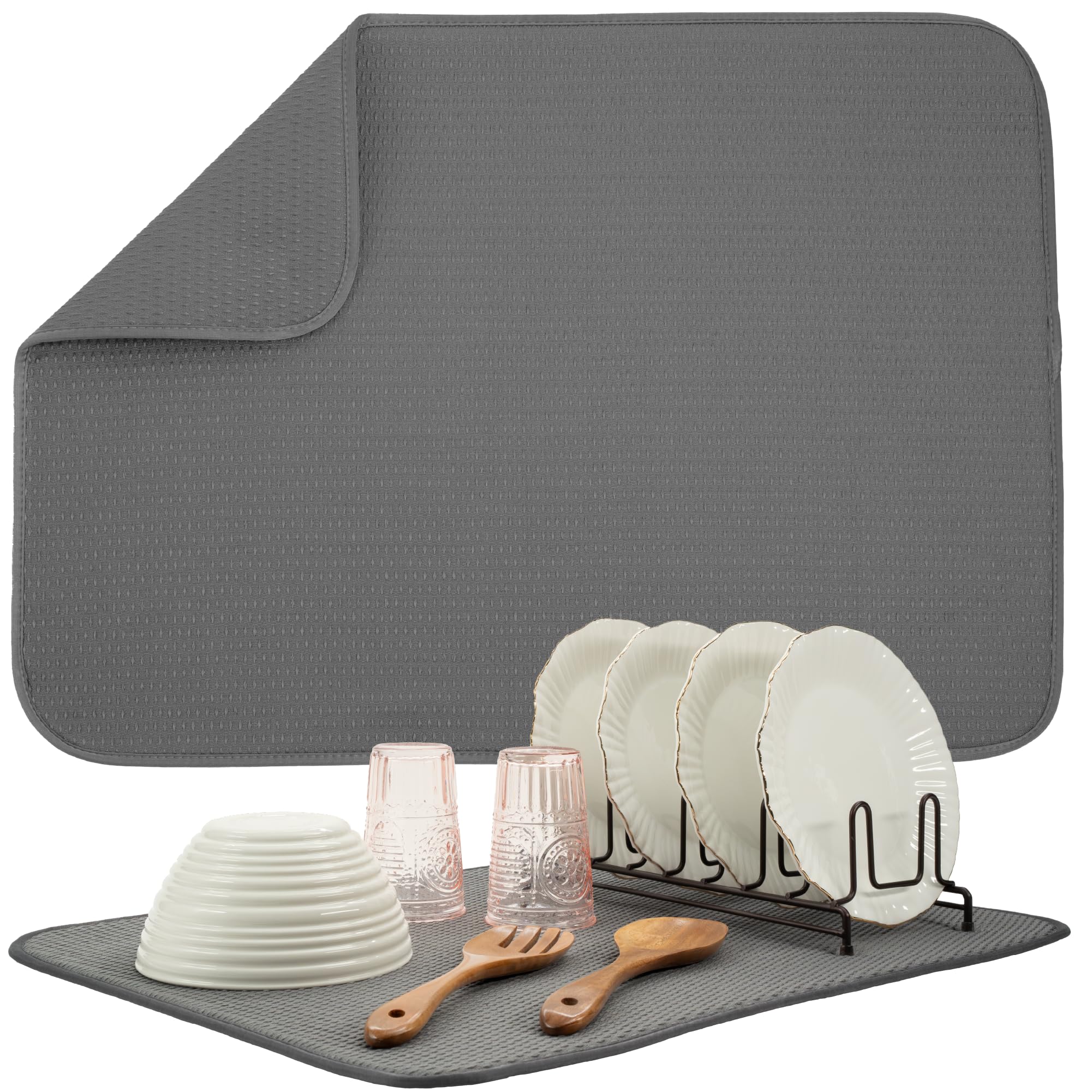 S&T INC. dish drying mat XL 18x24 absorbs water to protect counters
