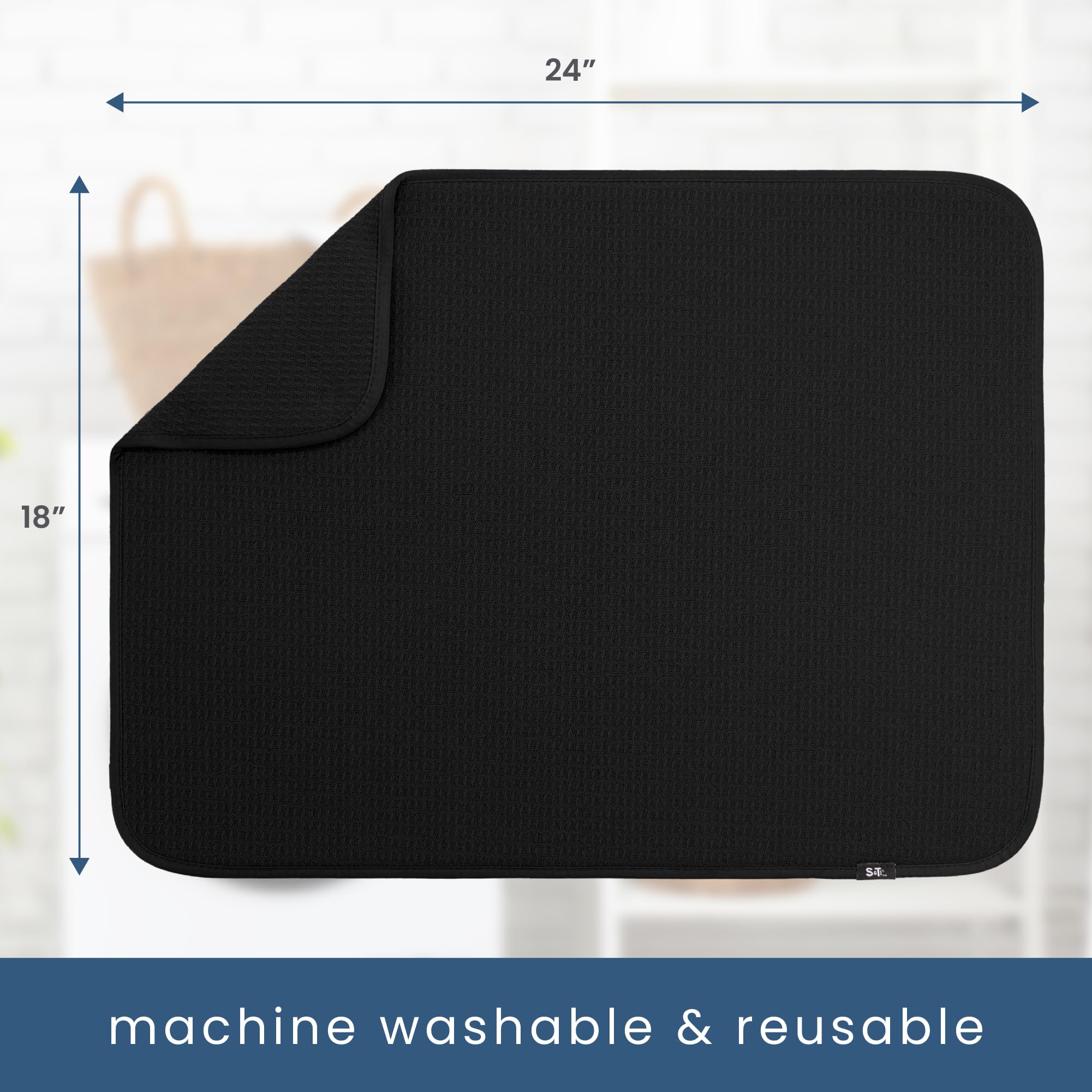 S&T INC. Dish Drying Mat XL reversible design for flexible kitchen use