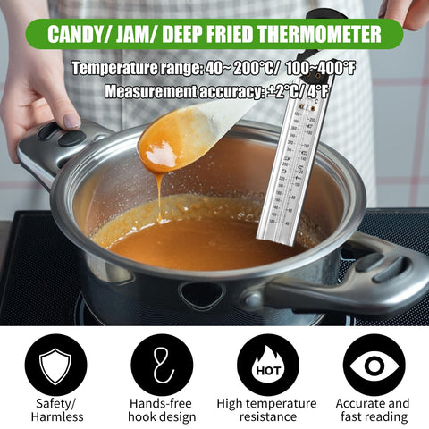 Sanfilix stainless steel deep fry thermometer for oil temperature control.