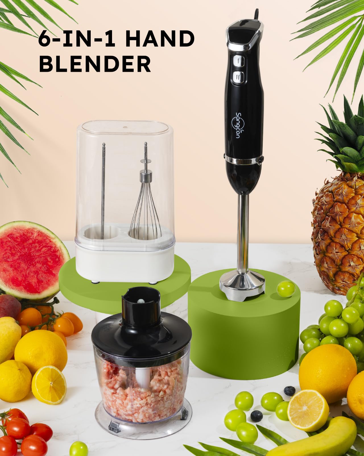 Sangcon 500ml chopper attachment for quick veggie chopping