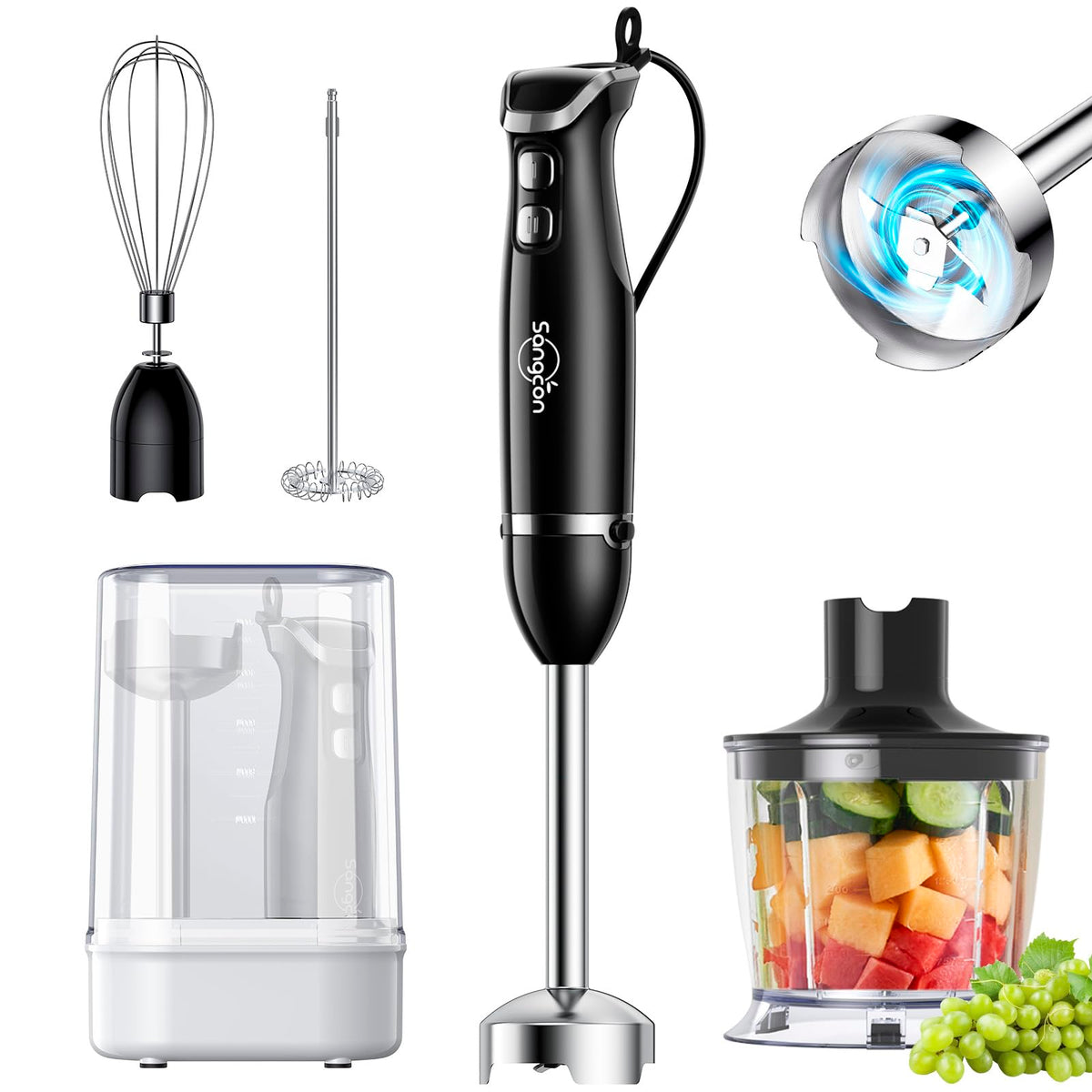 Sangcon 6-in-1 immersion blender arm for smooth purees and soups