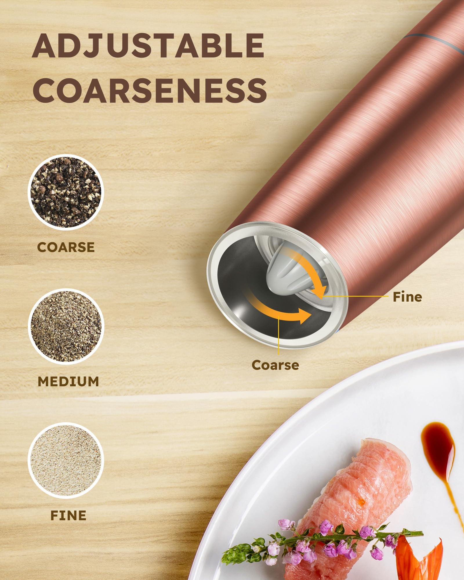 Sangcon adjustable coarseness with ceramic core for versatile grinding.
