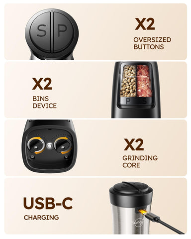 Sangcon 75 ml dual bins store salt and pepper separately.