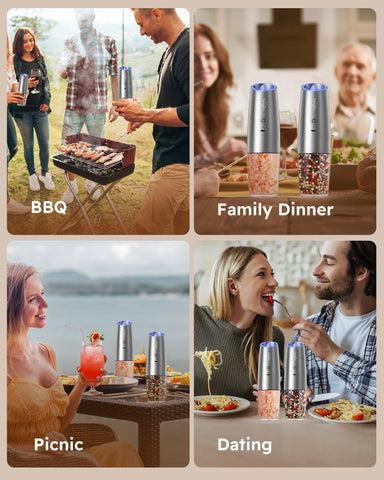 Sangcon gravity grinder safety switch enabling controlled one-handed use.