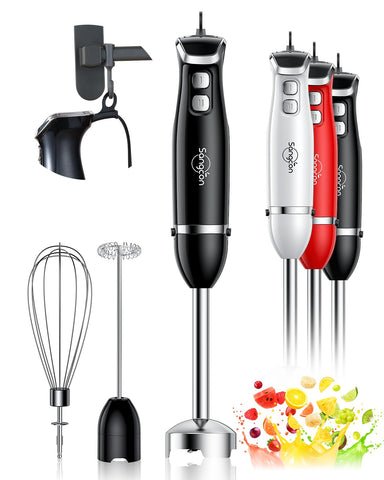 Sangcon Immersion Blender with 3-in-1 blending arm for smooth sauces.