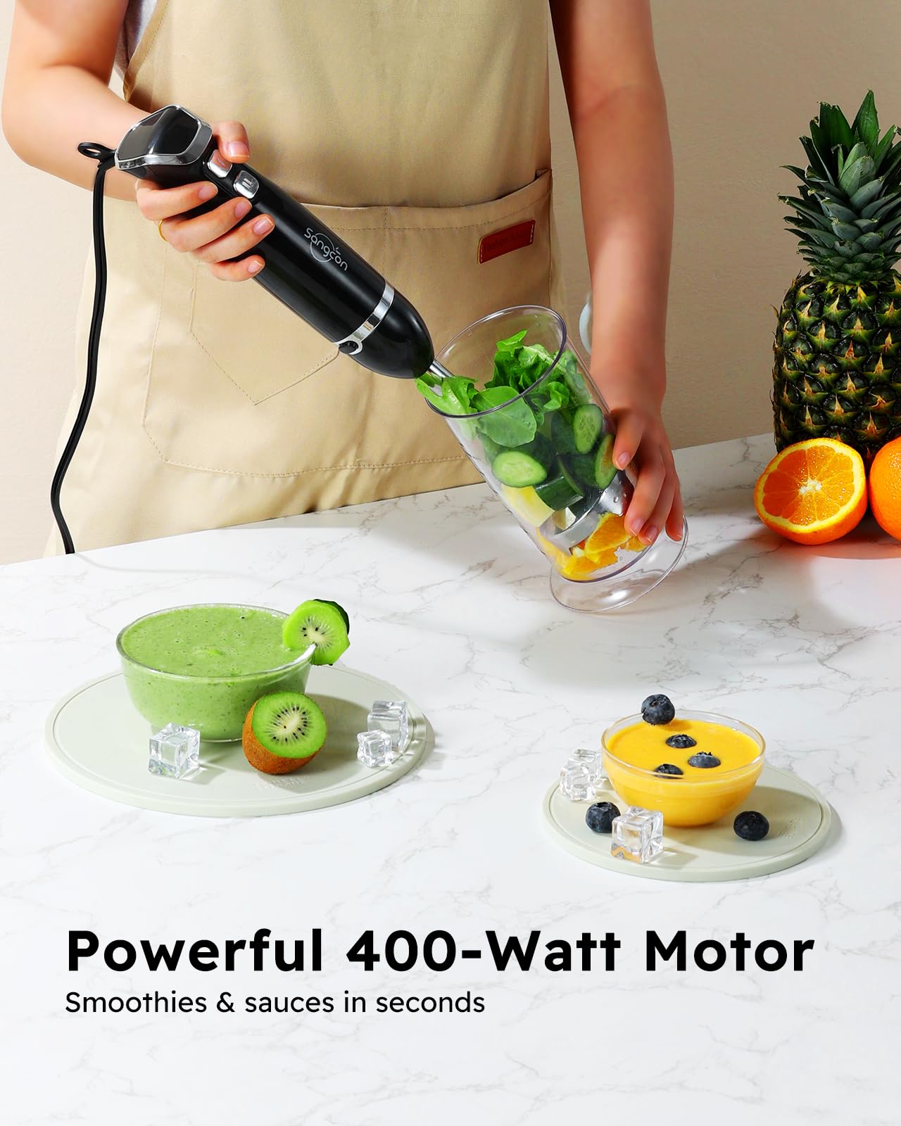 Sangcon immersion blender whisk attachment for airy batters.