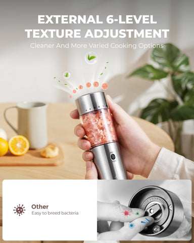 Sangcon external grind adjustment showcases precise coarseness control at a touch.