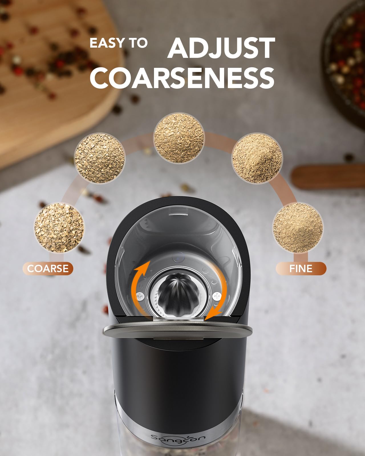 Sangcon separate hopper design allows quick, tidy refills