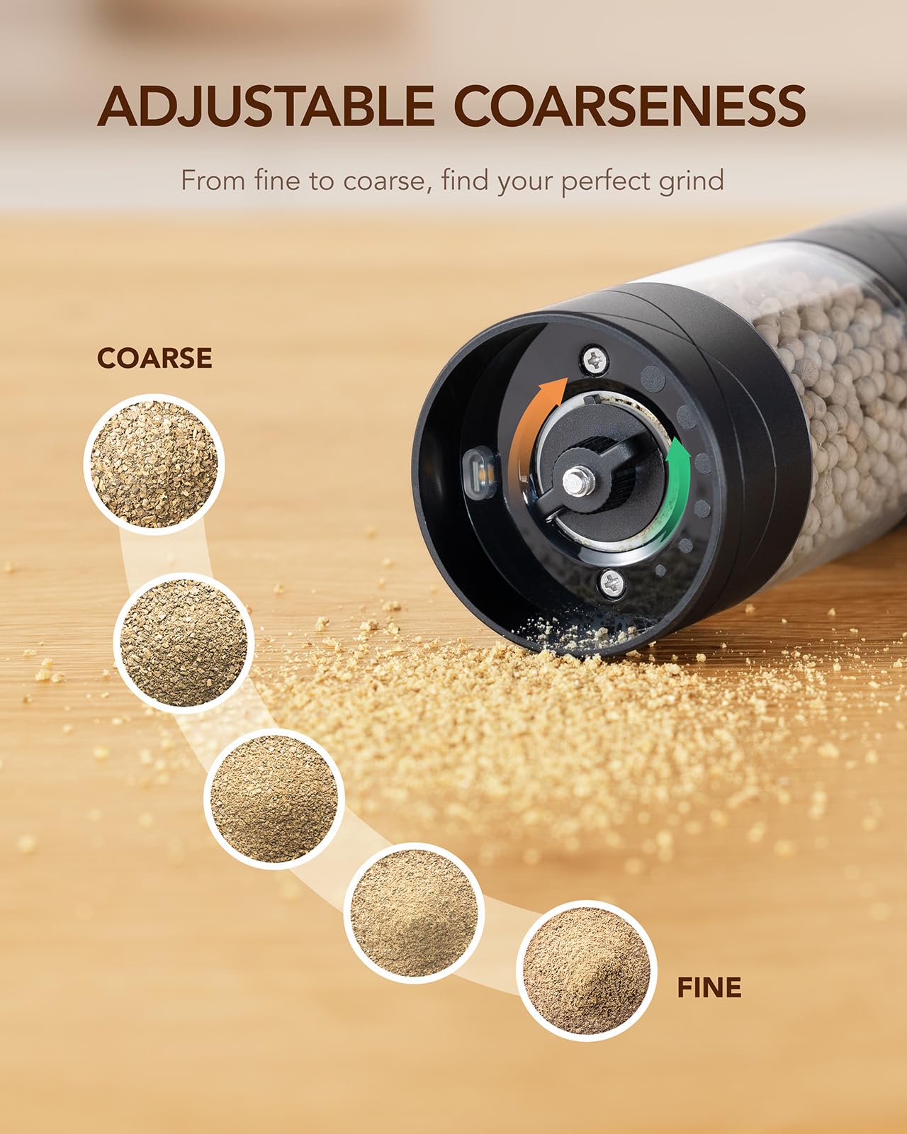 Sangcon warm LED light enables precise seasoning in dim dining settings.