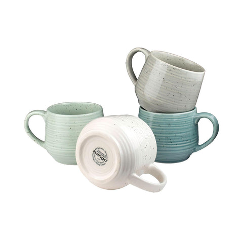 Sango Siterra textured rustic mug base enhances handmade charm and tactile feel.