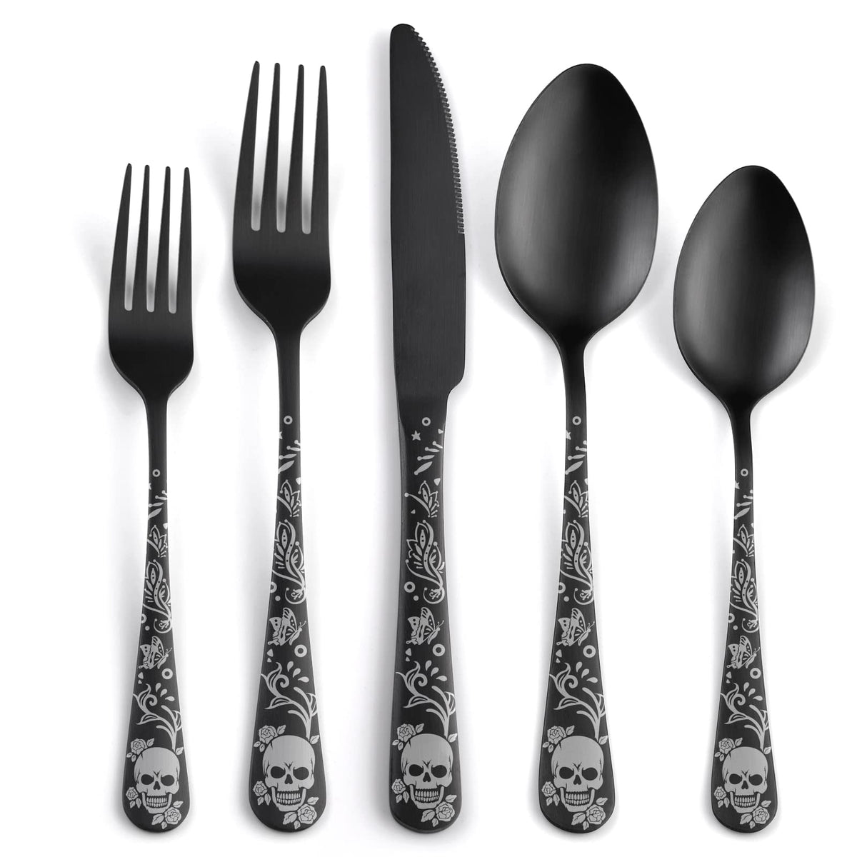 SANLUNS skull-pattern matte silverware set elevating gothic table styling