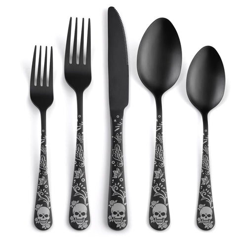 SANLUNS skull-pattern matte silverware set elevating gothic table styling