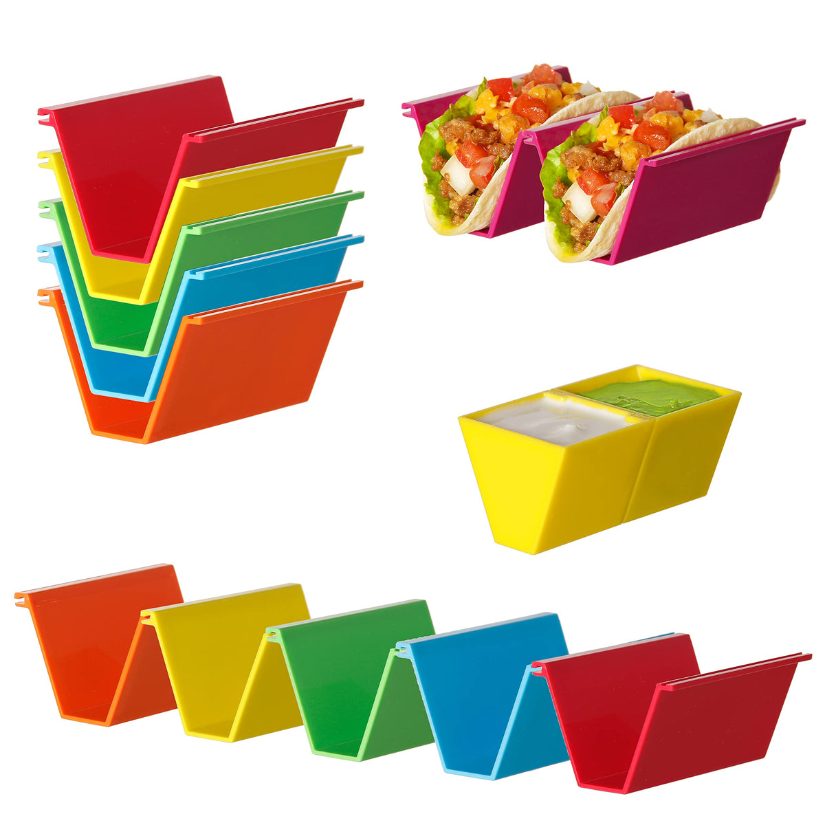SanmChuf taco holder in assembly view keeps tacos upright, reducing mess during meals.