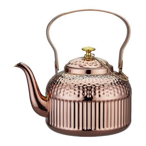 SANQIAHOME antique teapot with hammered silver finish, 1.5L ideal for stylish tea service