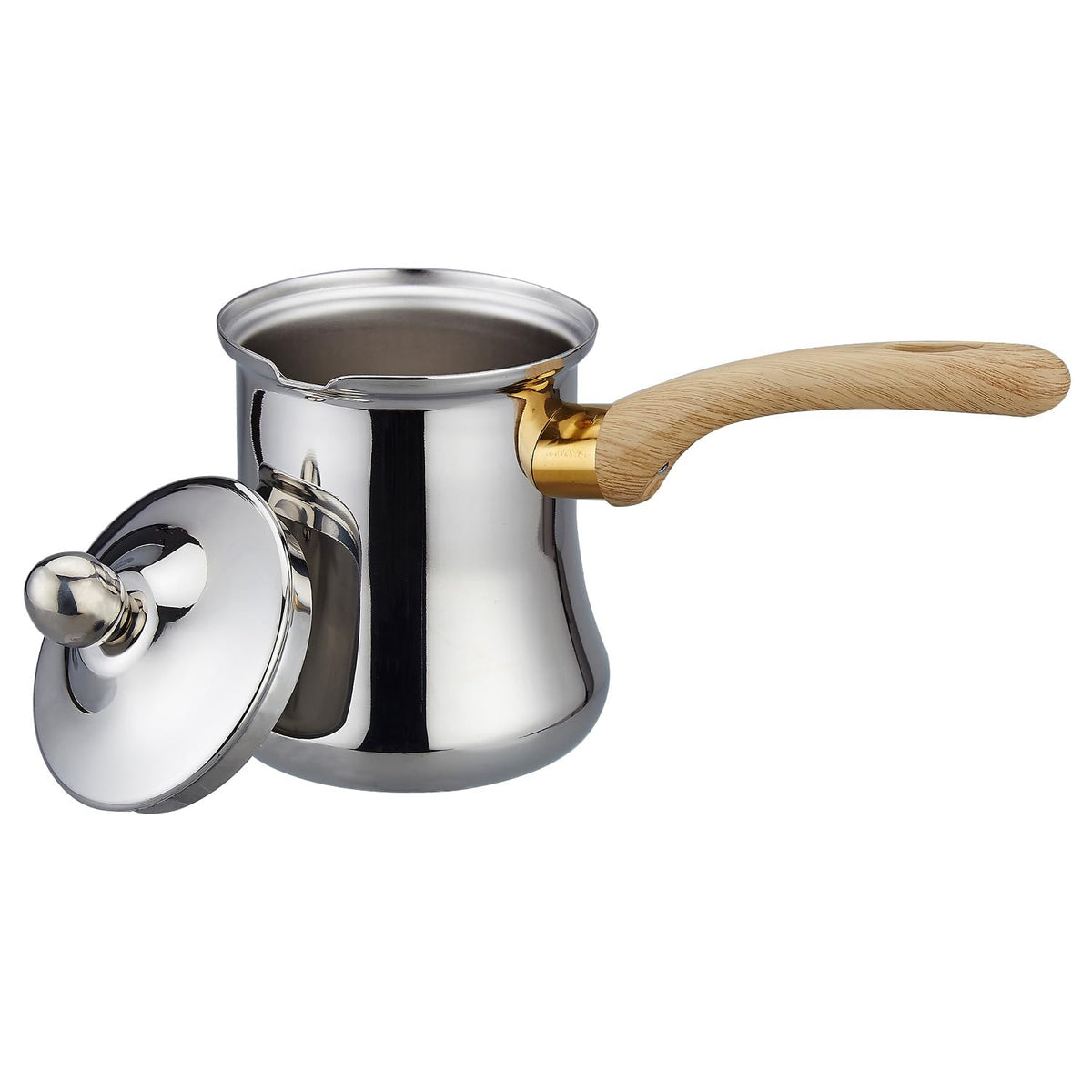 SANQIAHOME Turkish coffee pot with lid enables controlled, aromatic brews.