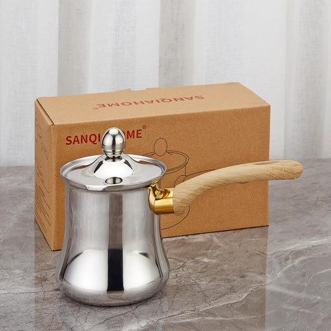 SANQIAHOME multipurpose pot ideal for milk foam, hot chocolate, and sauces.