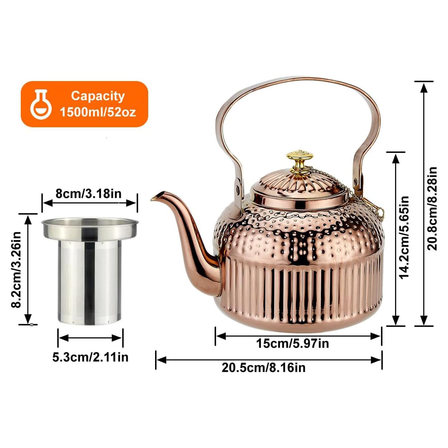 SANQIAHOME teapot lid chain prevents heat contact and keeps lid secure