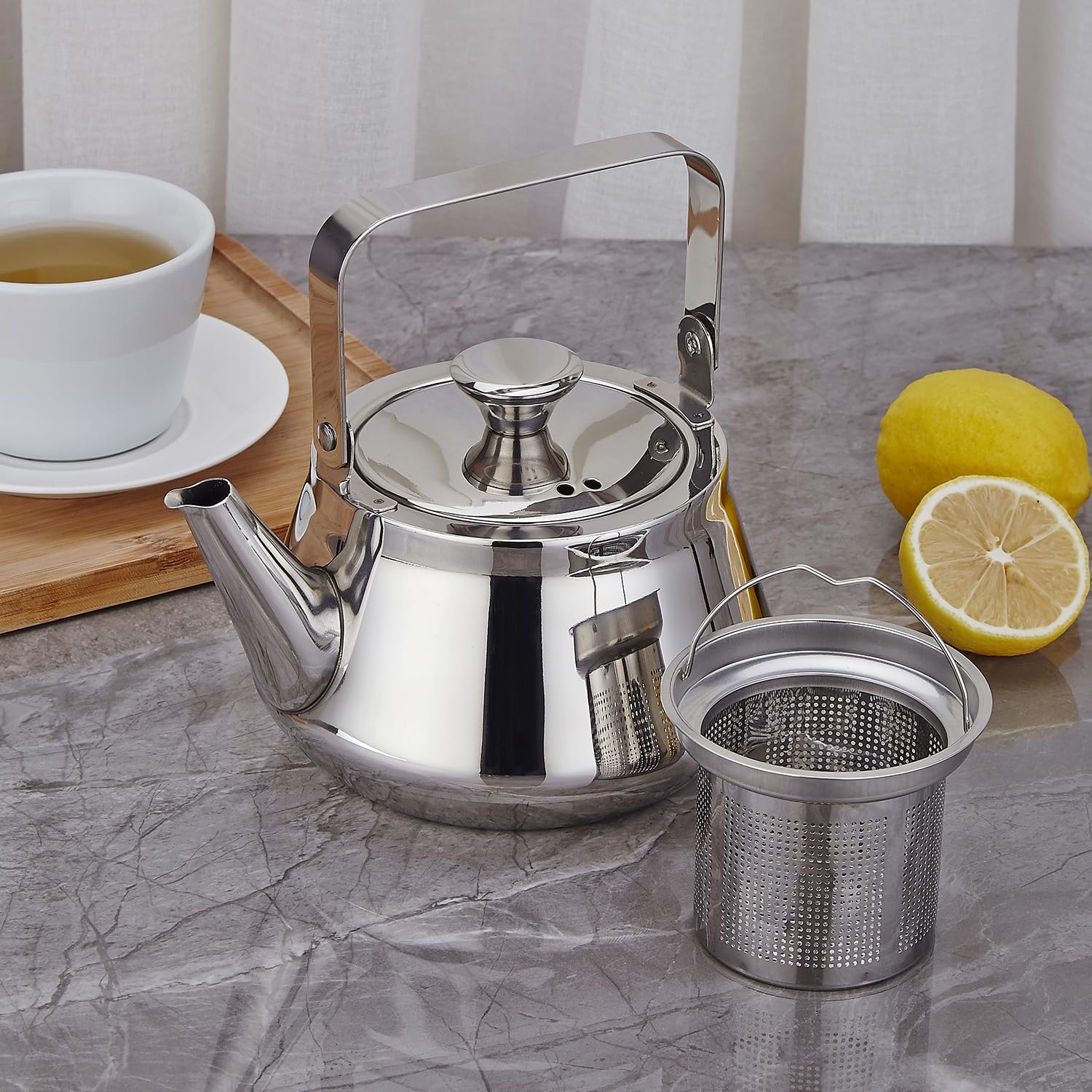 SANQIAHOME teapot mouth large diameter simplifies cleaning and refilling.