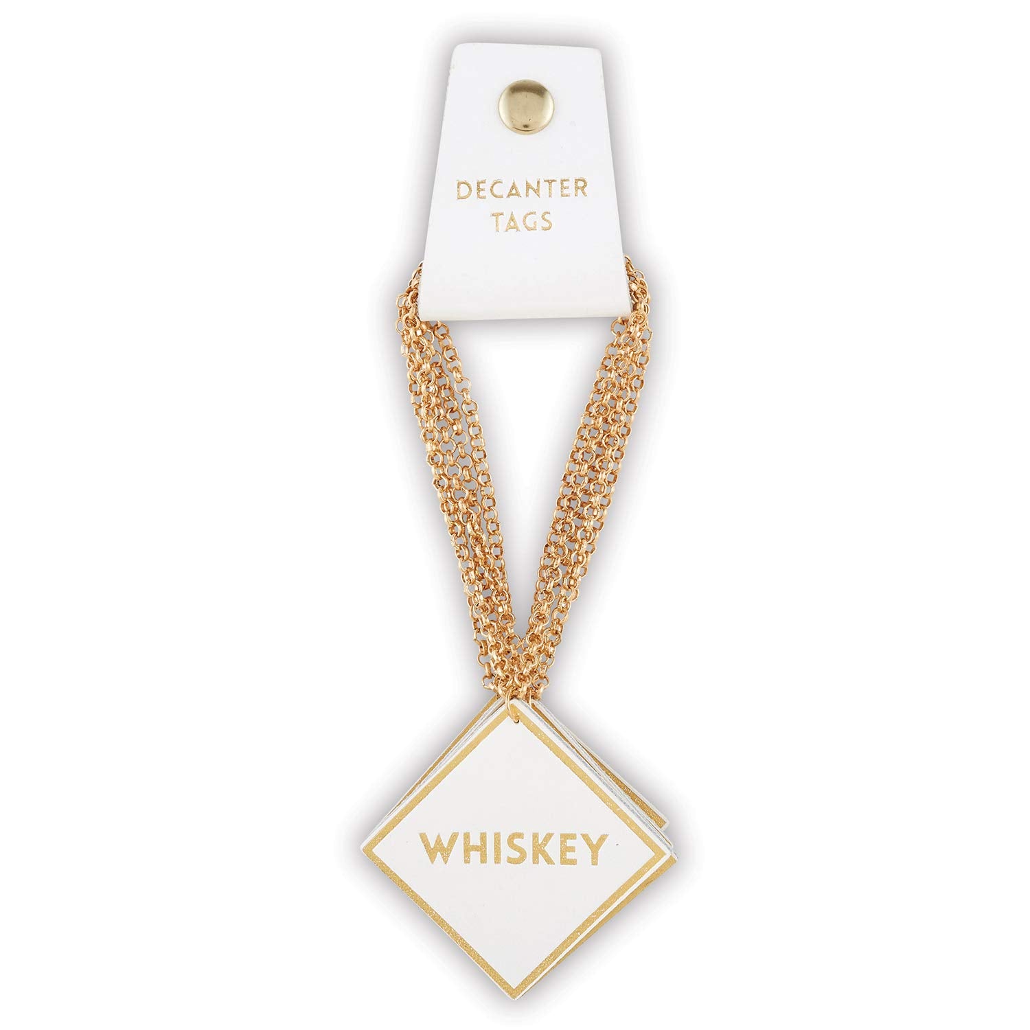 Santa Barbara Design Studio leather decanter tags set of five with white and gold foil.