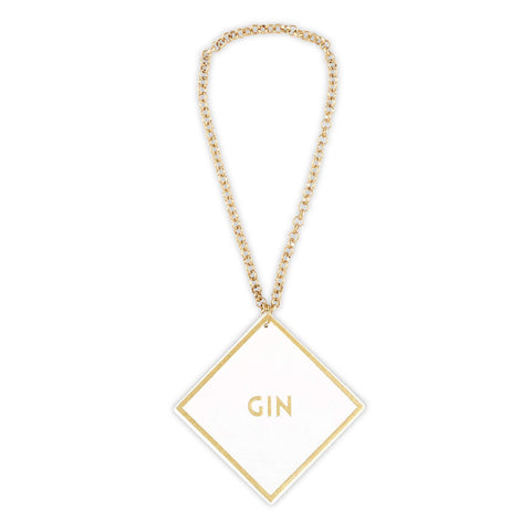 Gin label Santa Barbara Design Studio leather tag with gold foil for elegant labeling.